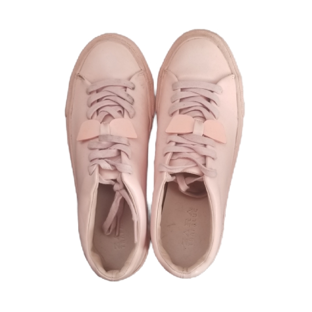 Zara blush pink bow accented sneakers